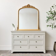 Antique Gold Ornate Arch Overmantle Mirror 88cm x 100cm