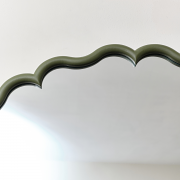 Green Scalloped Frame Round Wall Mirror - 80cm x 80cm