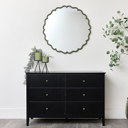 Green Scalloped Frame Round Wall Mirror - 80cm x 80cm