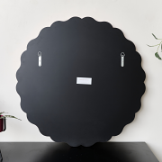 Dark Peach Scalloped Frame Round Wall Mirror - 80cm x 80cm