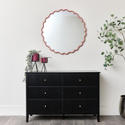 Dark Peach Scalloped Frame Round Wall Mirror - 80cm x 80cm