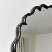 Black Satin Scalloped Frame Round Wall Mirror - 80cm x 80cm