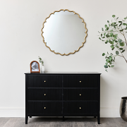 Gold Scalloped Frame Round Wall Mirror - 80cm x 80cm