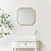 Square Natural Washed Wood Framed Wall Mirror 50cm x 50cm