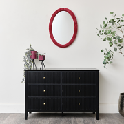 Red Oval Velvet Framed Wall Mirror 50cm x 70cm