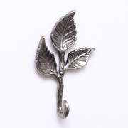 Antique Silver Leaf Detail Textured Wall Hook