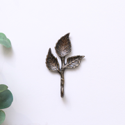Antique Brass Leaf Detail Textured Wall Hook