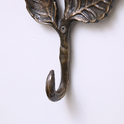 Antique Brass Leaf Detail Textured Wall Hook