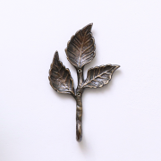 Antique Brass Leaf Detail Textured Wall Hook