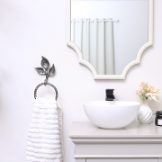 Antique Silver Leaf Detail Textured Towel Ring Holder