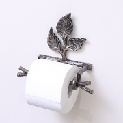 Antique Silver Leaf Detail Textured Toilet Roll Holder