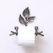 Antique Silver Leaf Detail Textured Toilet Roll Holder