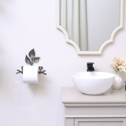Antique Silver Leaf Detail Textured Toilet Roll Holder