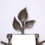 Antique Brass Leaf Detail Textured Toilet Roll Holder