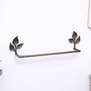 Antique Brass Leaf Detail Textured Towel Rail 62cm