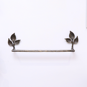 Antique Brass Leaf Detail Textured Towel Rail 62cm
