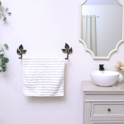 Antique Brass Leaf Detail Textured Towel Rail 62cm