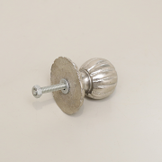 Shiny Silver Round Scalloped Drawer Knob With Scallop Detailed Base