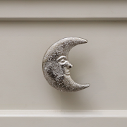 Shiny Silver Moon Drawer Knob