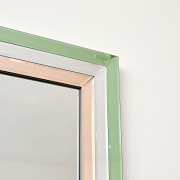 Large Frameless Green & Pink Glass Rectangular Wall Mirror 60cm x 90cm