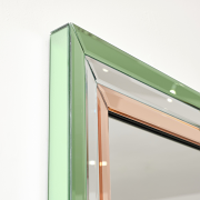 Large Frameless Green & Pink Glass Rectangular Wall Mirror 60cm x 90cm