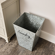 Silver Glavanised Metal Storage / Laundry Basket - 50cm