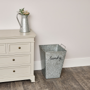 Silver Glavanised Metal Storage / Laundry Basket - 50cm