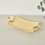 Gold Metal Curved Trinket Tray With Handles - 32cm