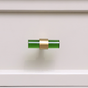 Gold & Green Acrylic T-Bar Shaped Drawer Handle