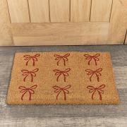 Red Bow Detail PVC Backed Coir Doormat 60cm x 40cm