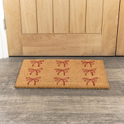 Red Bow Detail PVC Backed Coir Doormat 60cm x 40cm