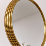Large Gold Round Stepped Wall Mirror - 80cm x 80cm