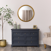 Large Gold Round Stepped Wall Mirror - 80cm x 80cm