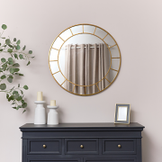 Rust Gold Effect Round Wall Mirror With Fretwork 80cm x 80cm