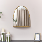 Arched Gold Mirror With Mirrored Shelf - 50cm x 60cm Arched Gold Mirror With Mirrored Shelf - 50cm x 60cm