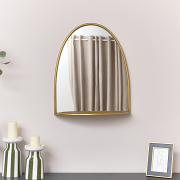 Arched Gold Mirror With Mirrored Shelf - 50cm x 60cm Arched Gold Mirror With Mirrored Shelf - 50cm x 60cm