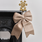 Large Taupe Velvet Christmas Bow - 30cm x 45cm