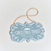 Blue & White Christmas Trees Hanging Sign - 18cm x 10.5cm