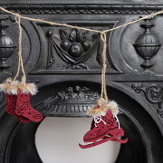 Dark Red & White Winter Garland / Table Scatters - 120cm