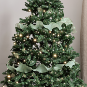 Green Sparkle Ruffle Christmas Tree Ribbon - 270cm