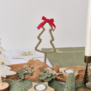 Green Standing Christmas Tree Decoration with Red Bow - 27cm