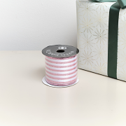 Large Pink & White Vertical Striped Wired Ribbon Garland - 270m