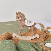 Neutral Brown Felt Standing Rocking Horse Decoration - 16cm