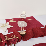 Red Felt Robin Standing Decoration with Wooden Base - 22cm