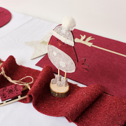 Red Felt Robin Standing Decoration with Wooden Base - 22cm