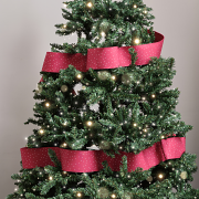 Red Polka Dot Detailed Fabric Tree Ribbon - 270cm