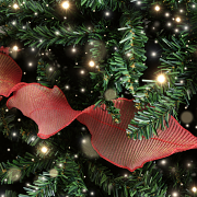 Red Sparkle Ruffle Christmas Tree Ribbon - 270cm