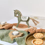 Sage Green Felt Standing Rocking Horse Decoration - 16cm