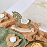 Sage Green Felt Standing Rocking Horse Decoration - 16cm