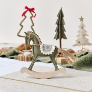 Sage Green Felt Standing Rocking Horse Decoration - 16cm